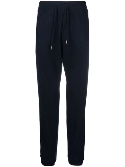 Shop Bruno Manetti Drawstring-waist Wool Track Trousers In Blau