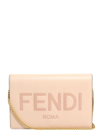 Shop Fendi Wallet On Chain Shoulder Bag In White