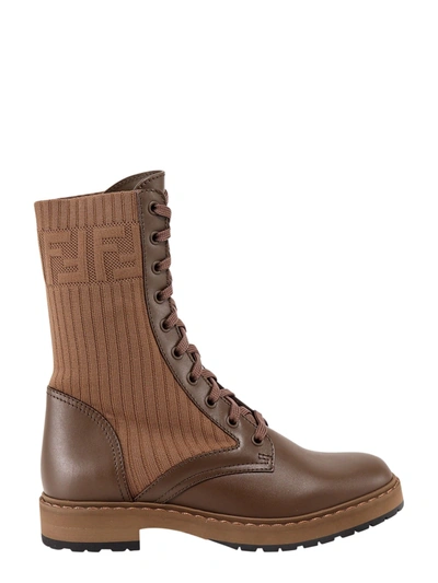 Shop Fendi Rockoko Boots In Brown