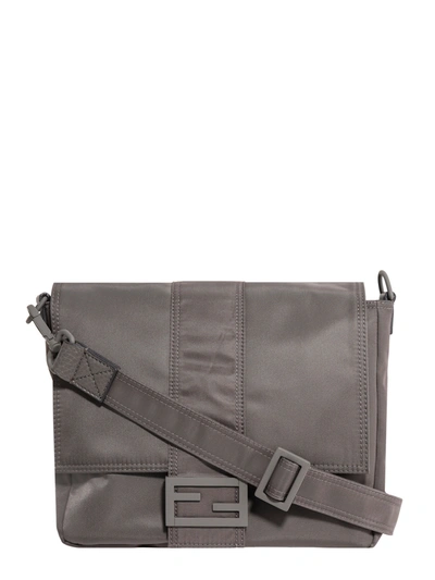 Shop Fendi Baguette Messenger Shoulder Bag In Grey