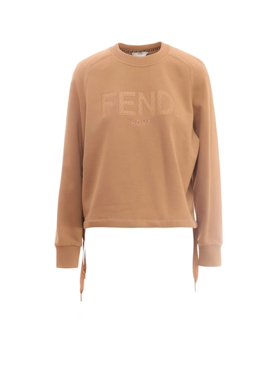 Fendi Logo-embroidered Sweatshirt In Brown