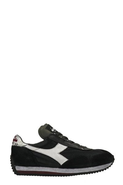 Shop Diadora Equipe H Sneakers In Black Suede And Fabric