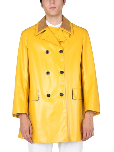 Shop Maison Margiela Coated Canvas Coat In Giallo