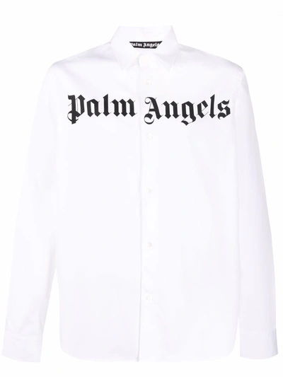 Shop Palm Angels Men's White Cotton Shirt