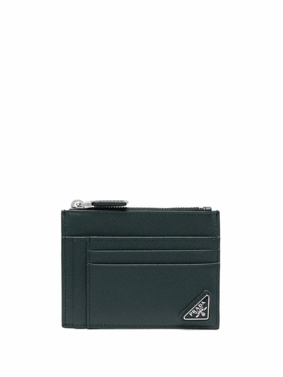 Shop Prada Men's Green Leather Wallet