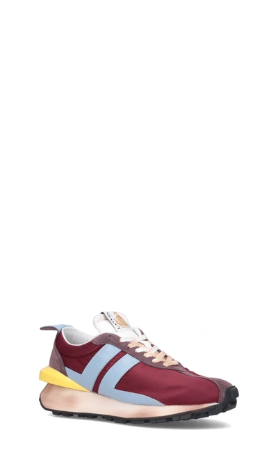 Shop Lanvin Men's Red Fabric Sneakers