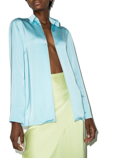 Shop Jacquemus Women's Light Blue Viscose Shirt