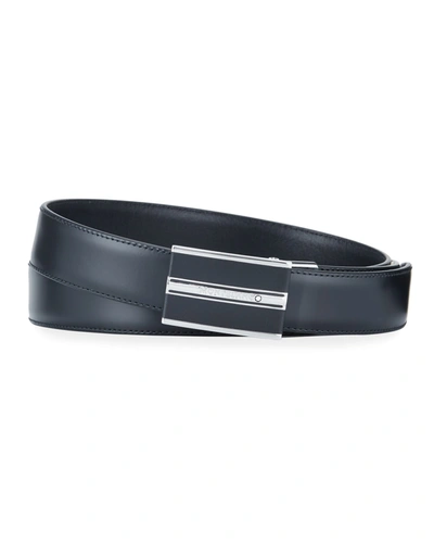 Shop Montblanc Men's Smooth Leather Cut-to-size Business Belt In Black
