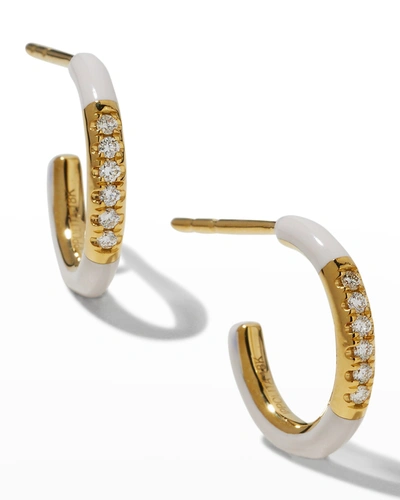Shop Ippolita 18k Carnevale Stardust Huggie Hoop Earrings With Diamonds In White