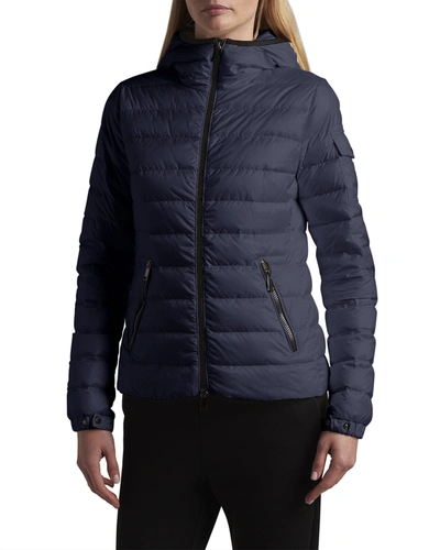 Shop Moncler Bles Hooded Puffer Jacket In Navy