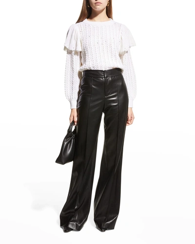 Shop Alice And Olivia Dylan High-waist Faux-leather Pants In Black