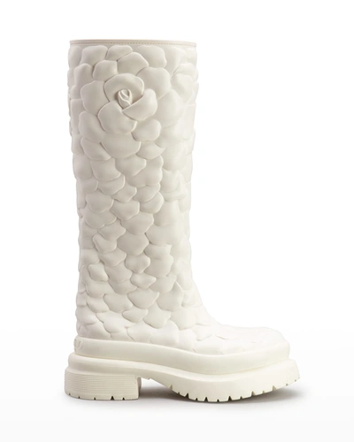 Shop Valentino Atelier Rose 03 Edition Tall Rain Boots In Ivory
