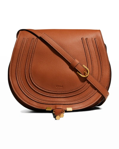 Shop Chloé Marcie Medium Leather Crossbody Bag In Tan
