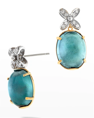 Shop Marco Bicego Marrakech Onde 18k Yellow And White Gold Blue Topaz Earrings