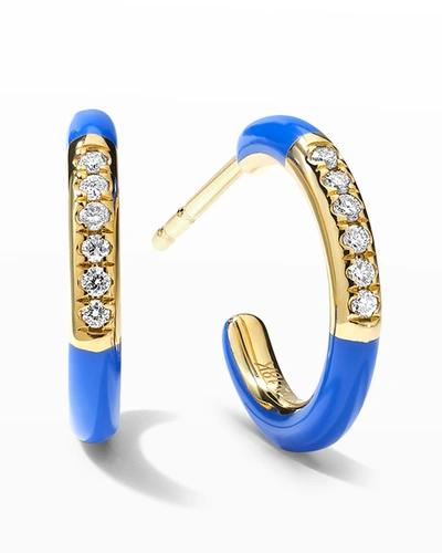 Shop Ippolita 18k Carnevale Stardust Huggie Hoop Earrings With Diamonds In Blue