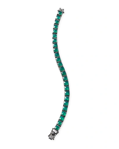 Shop Nakard Small Tile Tennis Bracelet, Green Onyx