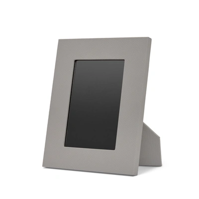 Shop Smythson Small Photo Frame In Panama In Light Steel