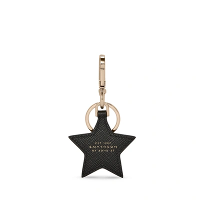 Shop Smythson Star Keyring In Panama In Black