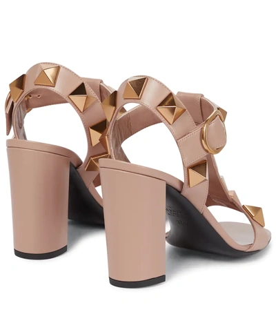 Valentino Garavani Roman Stud 90mm Leather Sandals In Pink