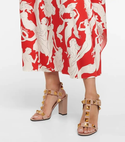 Valentino Garavani Roman Stud 90mm Leather Sandals In Pink