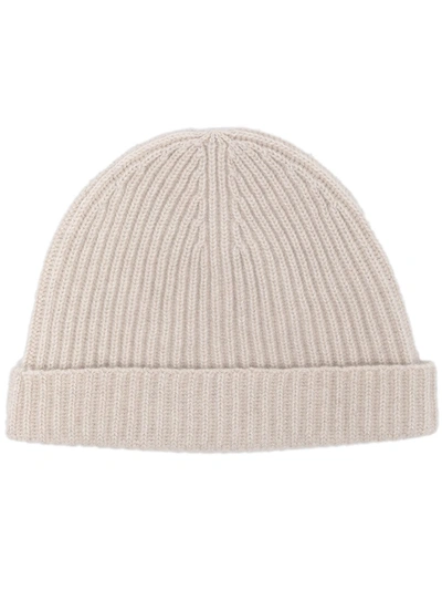 N•peal Ribbed Beanie Hat In White