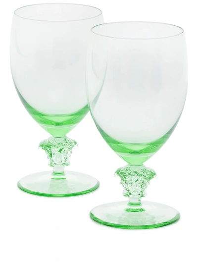 Shop Versace Tableware Medusa Glass Set (474ml) In Green