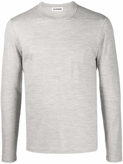 Shop Jil Sander Long Sleeve Fine-knit Top In Grey