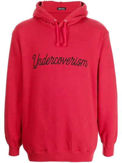 Shop Undercoverism Cursive Logo-print Hoodie In Red