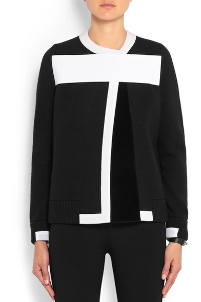 Shop Givenchy Wool-blend Cardigan With White Trim In Black