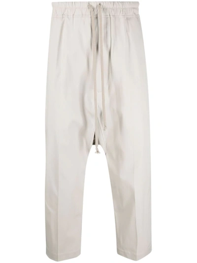 Shop Rick Owens Cropped Drop-crotch Trousers In Grey