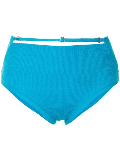 Shop Jacquemus La Culotte Picchu Knitted Briefs In Blue