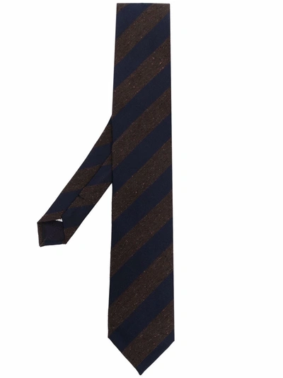 Shop Lardini Striped Jacquard Tie In Blue