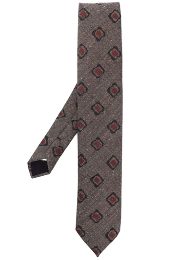 Shop Lardini Patterned Jacquard Tie In Grey