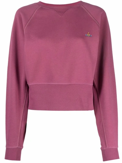 Shop Vivienne Westwood Athletic Logo-embroidered Cropped Sweatshirt In Pink