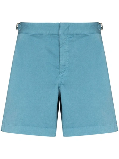 Shop Orlebar Brown Bulldog Cotton Chino Shorts In Blau