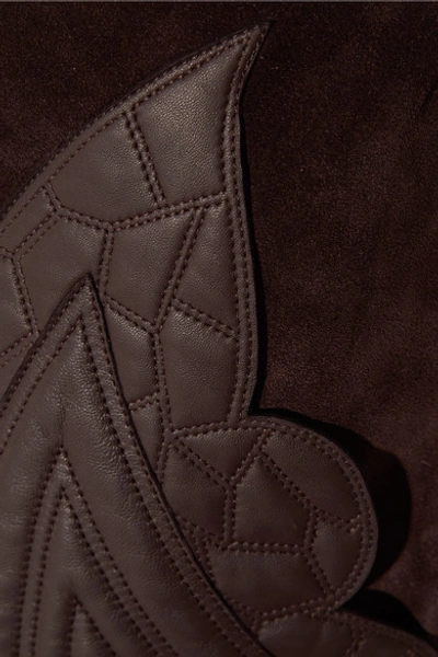 Shop Chloé Leather-appliquéd Suede Mini Skirt In Brown