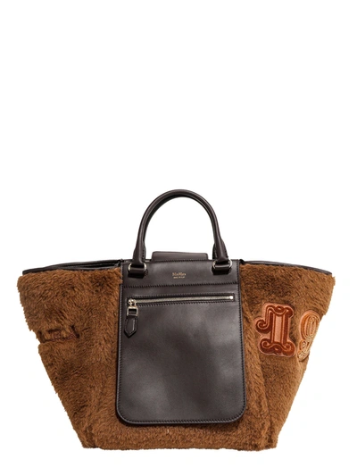 Shop Max Mara Logo Detailed Tote Bag In Brown