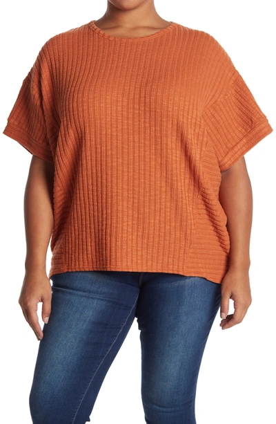 Shop Melloday Dolman Sleeve Ribbed Knit Top In Rust