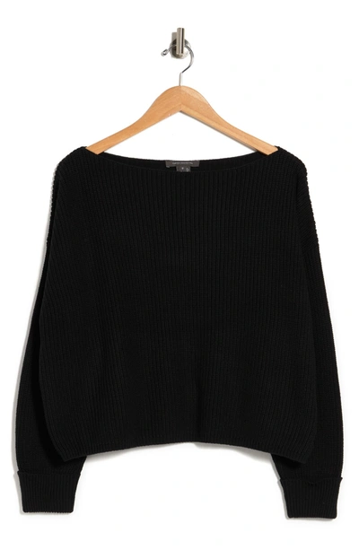 Shop French Connection Millie Mozart Boat Neck Sweater In Black
