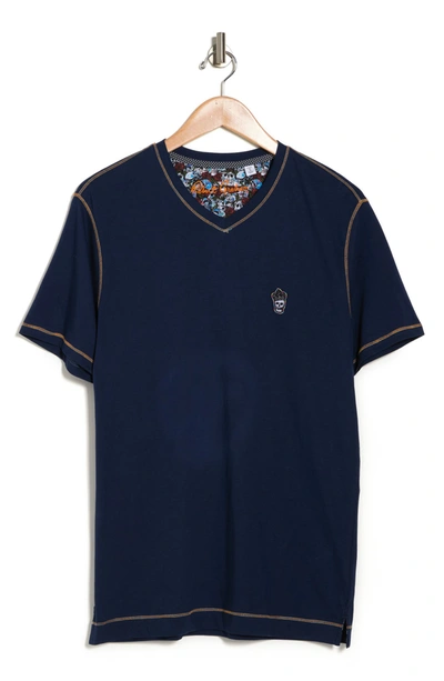 Shop Robert Graham Damien Short Sleeve V-neck T-shirt In Navy