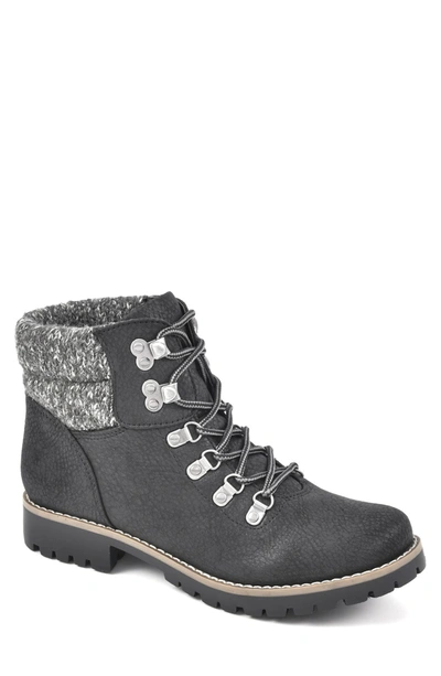 Shop Cliffs By White Mountain Pathfield Knit Collar Lace-up Boot In Black/ Fabric