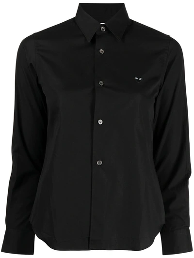 Comme Des Garçons Play Play-logo Longsleeved Shirt In Schwarz