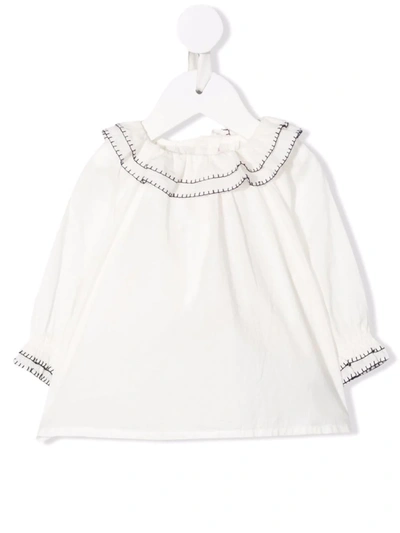 Shop Bonpoint Whipstitch-trim Blouse In 白色
