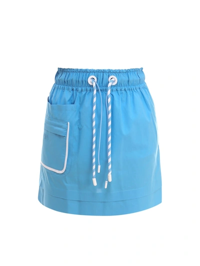 Shop Fendi Drawstring Mini Skirt In Blue