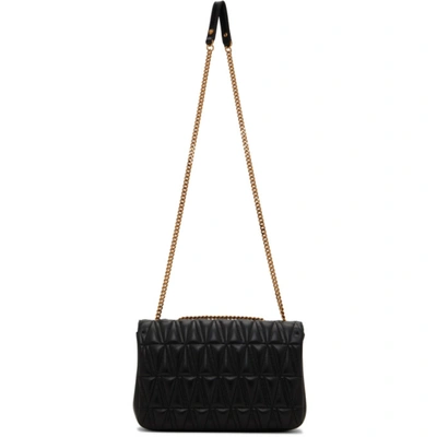 Shop Versace Black Quilted Virtus Shoulder Bag In Dnmov Black Multicol