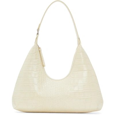 Shop By Far Off-white Croc Amber Bag In Cream