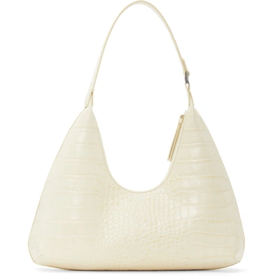 Shop By Far Off-white Croc Amber Bag In Cream
