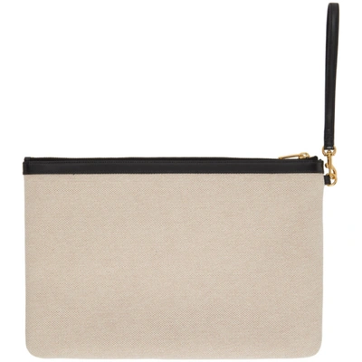 Shop Saint Laurent Beige & Black Monogram Document Pouch In 9372 Beige/black