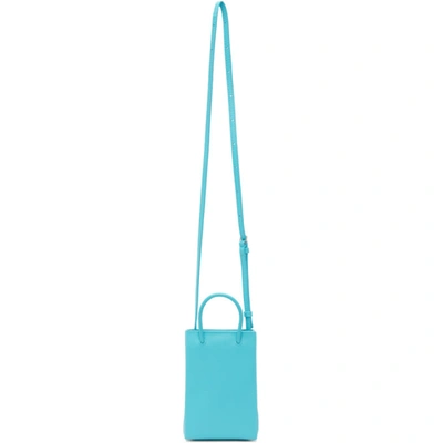 Shop Balenciaga Blue Shopping Phone Holder Bag In 4805 Azur Tonal
