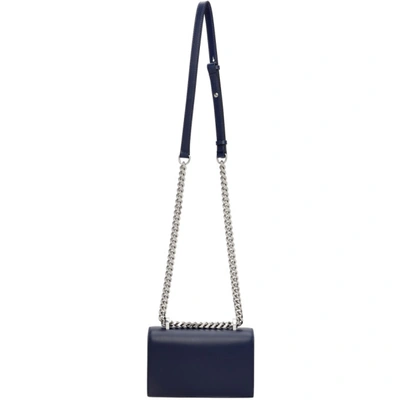 Shop Alexander Mcqueen Navy Mini Sculptural Jewelled Satchel Bag In 4006 Night Blue